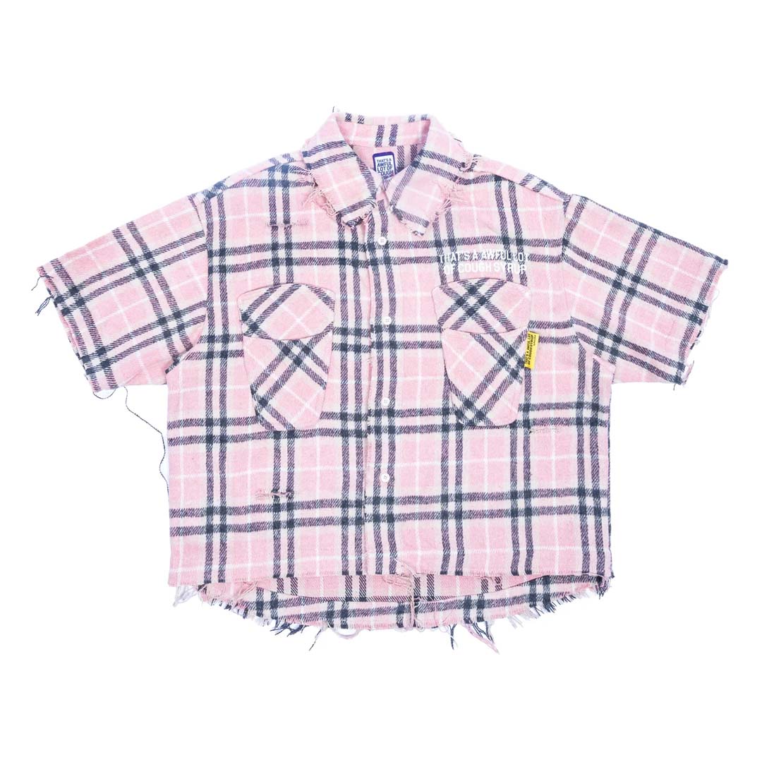 Awful Lot of Cough Syrup Distressed Pink Flannel by Awful Lot of Cough Syrup - NWAHYPE No.1 for streetwear T-Shirts in USA