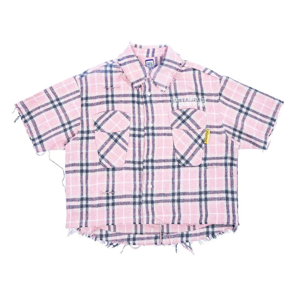Awful Lot of Cough Syrup Distressed Pink Flannel by Awful Lot of Cough Syrup - NWAHYPE No.1 for streetwear T-Shirts in USA