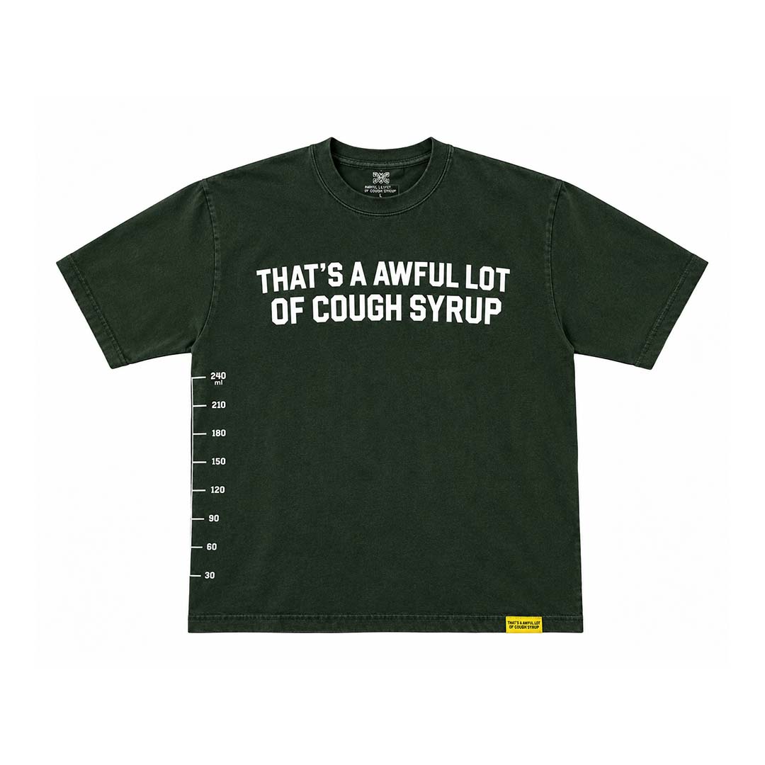 Awful Lot of Cough Syrup Green White Spell Out Tee by Awful Lot of Cough Syrup - NWAHYPE No.1 for streetwear T-Shirts in USA