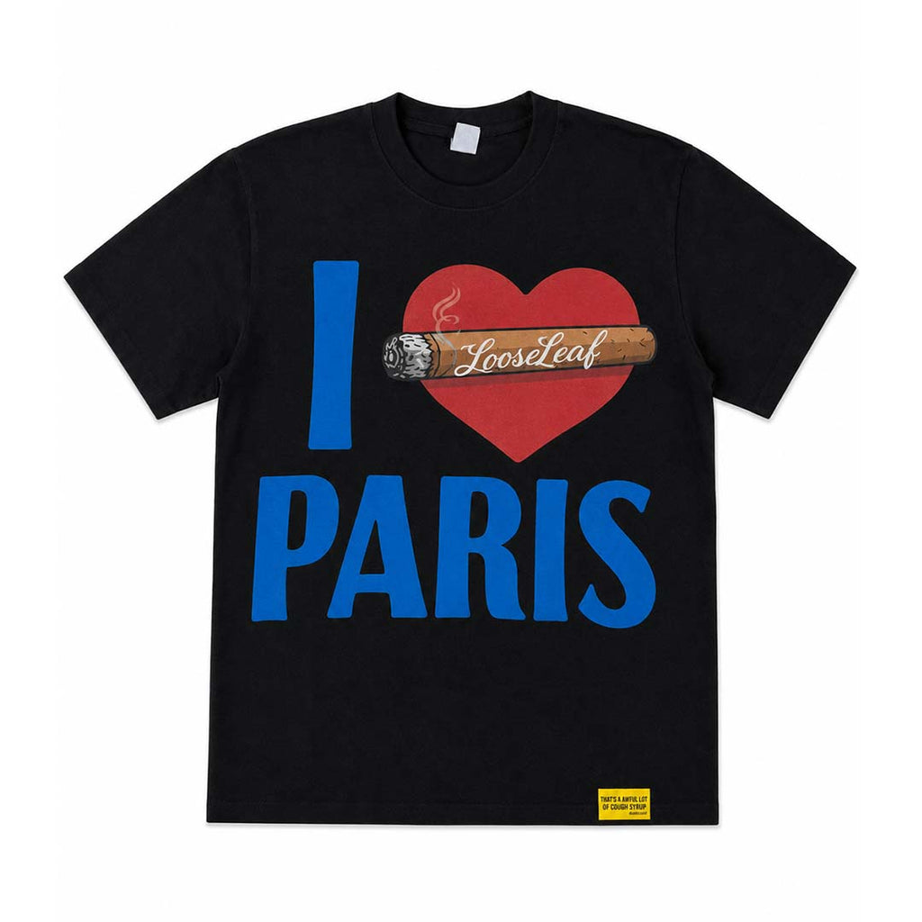 Awful Lot of Cough Syrup I Heart Paris Loose Leaf Black Tee by Awful Lot of Cough Syrup - NWAHYPE No.1 for streetwear T-Shirts in USA