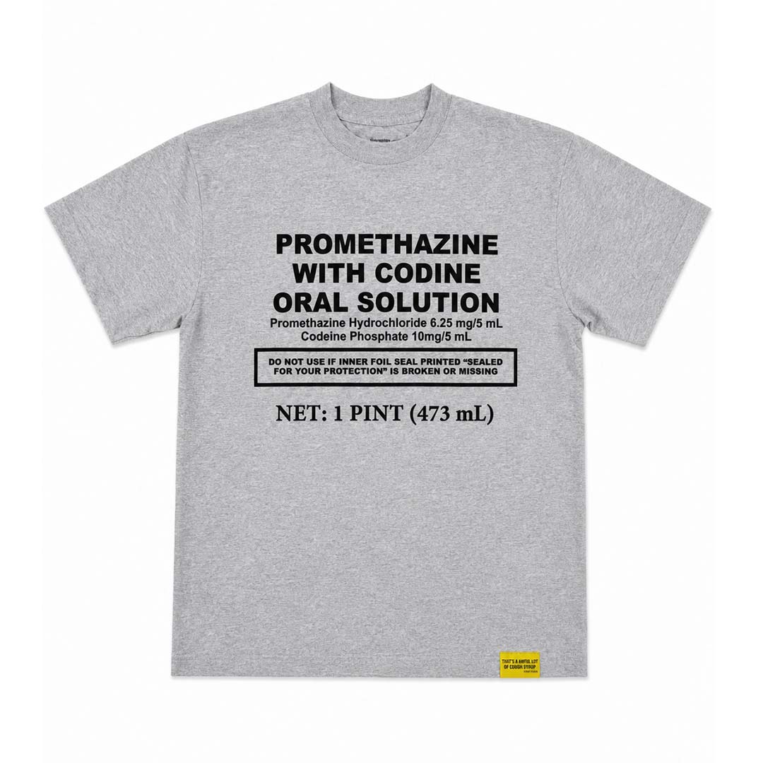 Awful Lot of Cough Syrup Light Grey Promethazine Tee by Awful Lot of Cough Syrup - NWAHYPE No.1 for streetwear T-Shirts in USA