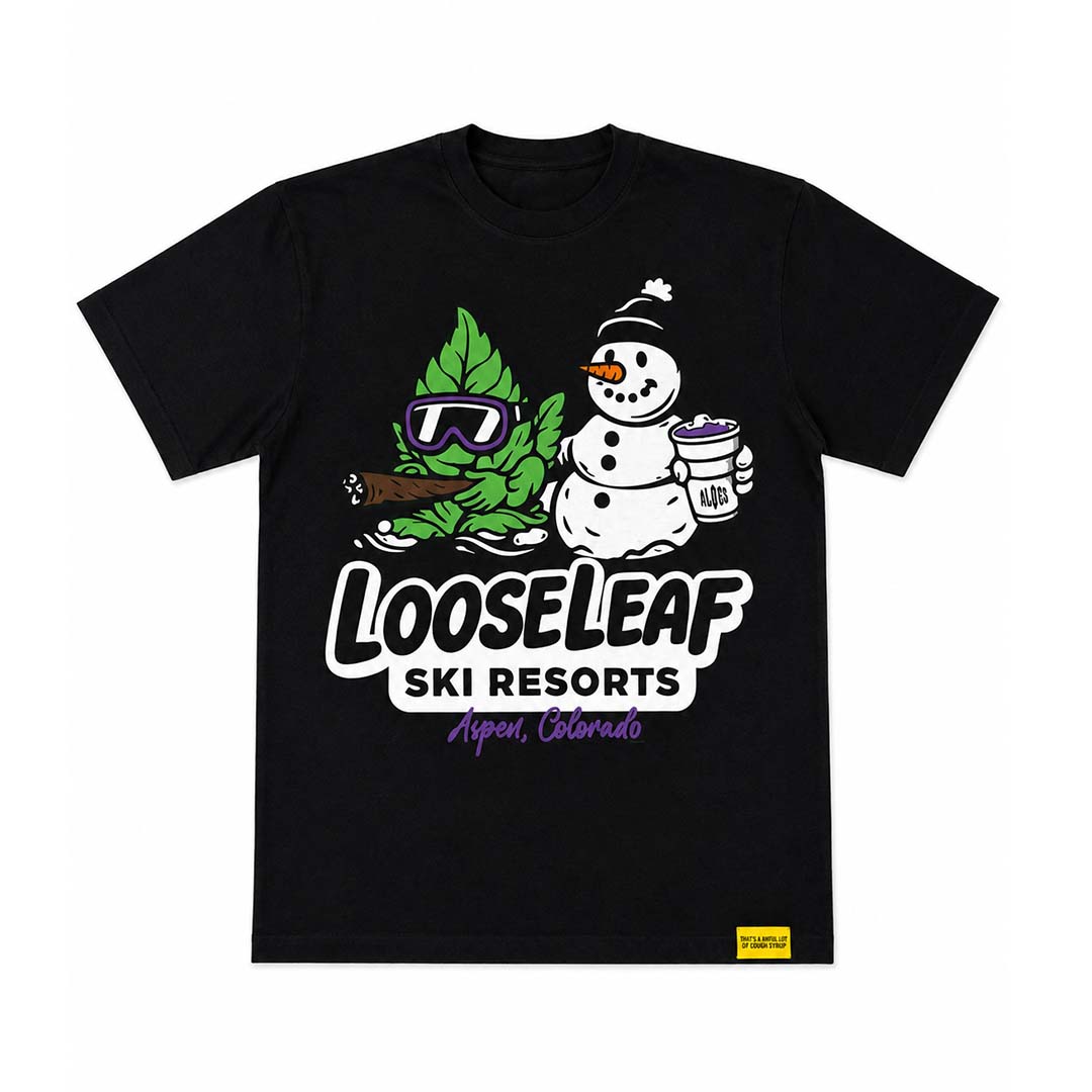 Awful Lot of Cough Syrup Loose Leaf Ski Resorts Black Snowman Tee by Awful Lot of Cough Syrup - NWAHYPE No.1 for streetwear T-Shirts in USA