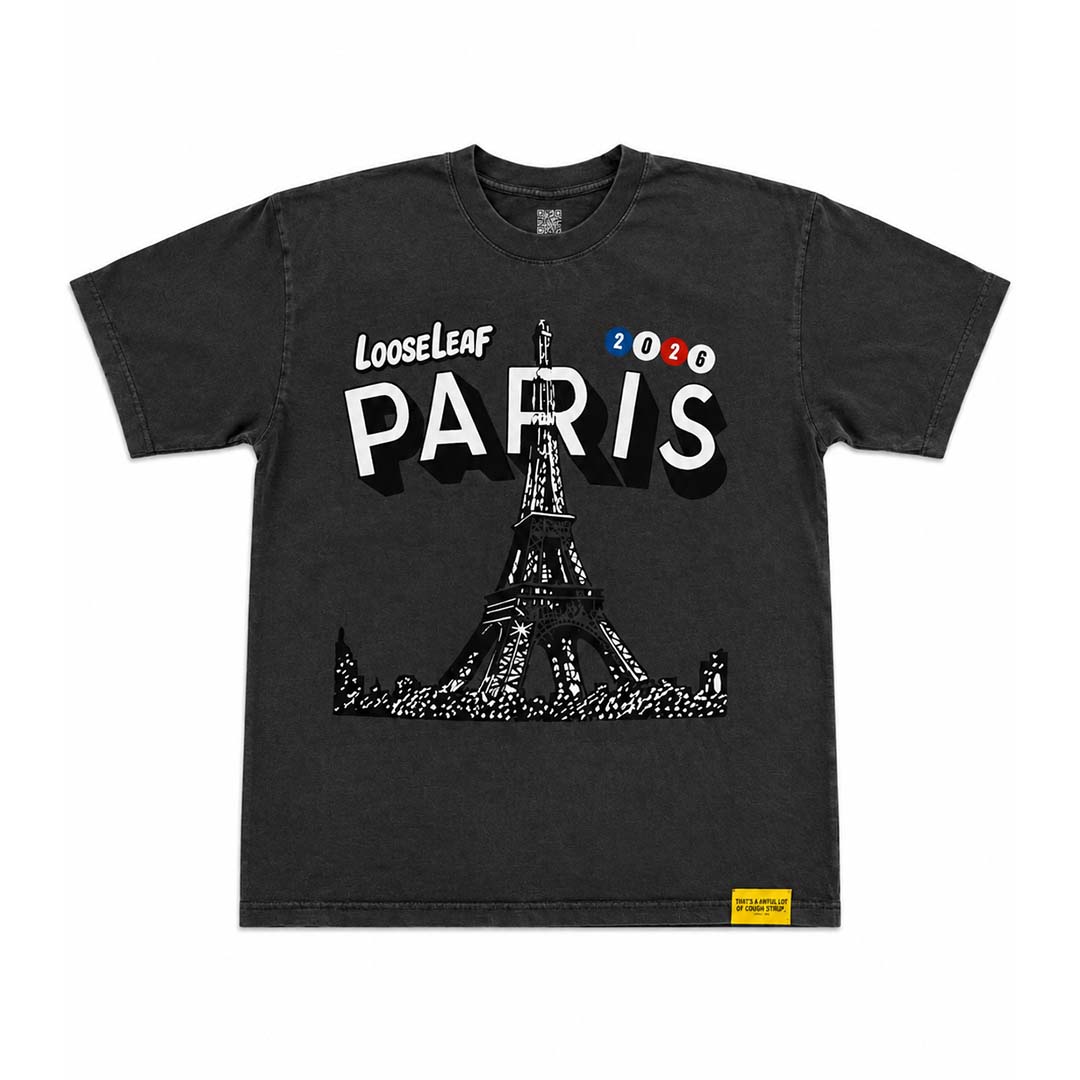 Awful Lot of Cough Syrup Paris Eiffel Tower Loose Leaf Dark Grey Tee by Awful Lot of Cough Syrup - NWAHYPE No.1 for streetwear T-Shirts in USA