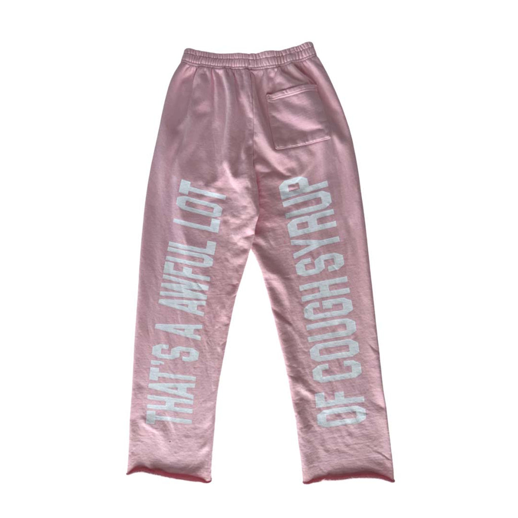 Awful Lot of Cough Syrup Pink Springs Spellout Sweatpants by Awful Lot of Cough Syrup - NWAHYPE No.1 for streetwear Pants in USA