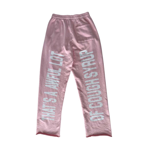 Awful Lot of Cough Syrup Pink Springs Spellout Sweatpants by Awful Lot of Cough Syrup - NWAHYPE No.1 for streetwear Pants in USA