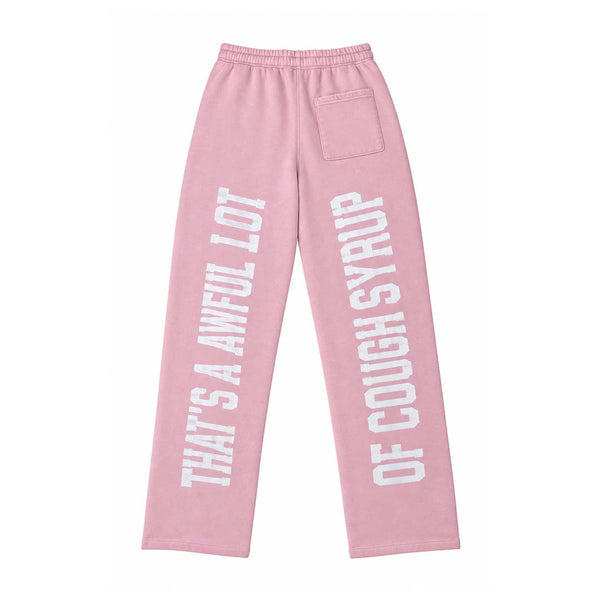 Awful Lot of Cough Syrup Pink Springs Spellout Sweatpants by Awful Lot of Cough Syrup - NWAHYPE No.1 for streetwear Pants in USA