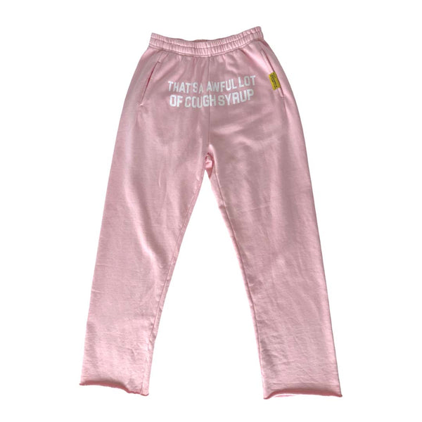Awful Lot of Cough Syrup Pink Springs Spellout Sweatpants by Awful Lot of Cough Syrup - NWAHYPE No.1 for streetwear Pants in USA