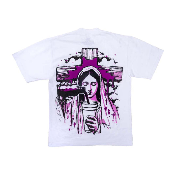 Awful Lot of Cough Syrup Rosary Mary Spell Out White Tee by Awful Lot of Cough Syrup - NWAHYPE No.1 for streetwear T-Shirts in USA