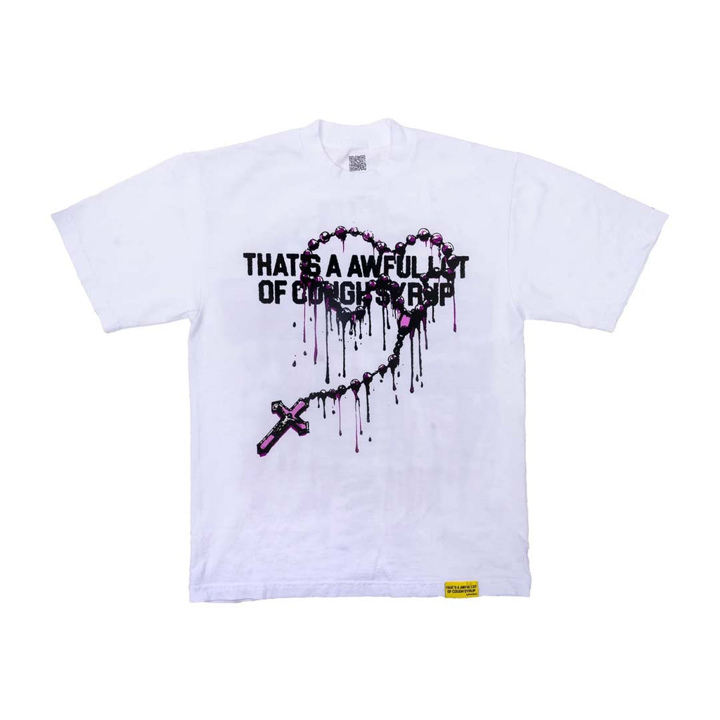 Awful Lot of Cough Syrup Rosary Mary Spell Out White Tee by Awful Lot of Cough Syrup - NWAHYPE No.1 for streetwear T-Shirts in USA