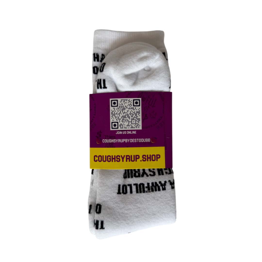 Awful Lot of Cough Syrup Socks White Black by Awful Lot of Cough Syrup - NWAHYPE No.1 for streetwear Accessories in USA