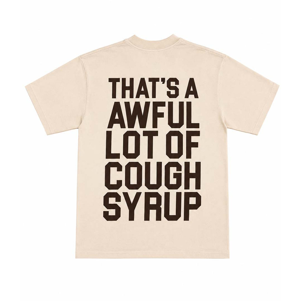 Awful Lot of Cough Syrup Spell Out Cream Brown Tee by Awful Lot of Cough Syrup - NWAHYPE No.1 for streetwear T-Shirts in USA