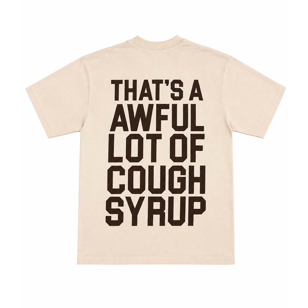 Awful Lot of Cough Syrup Spell Out Cream Brown Tee by Awful Lot of Cough Syrup - NWAHYPE No.1 for streetwear T-Shirts in USA