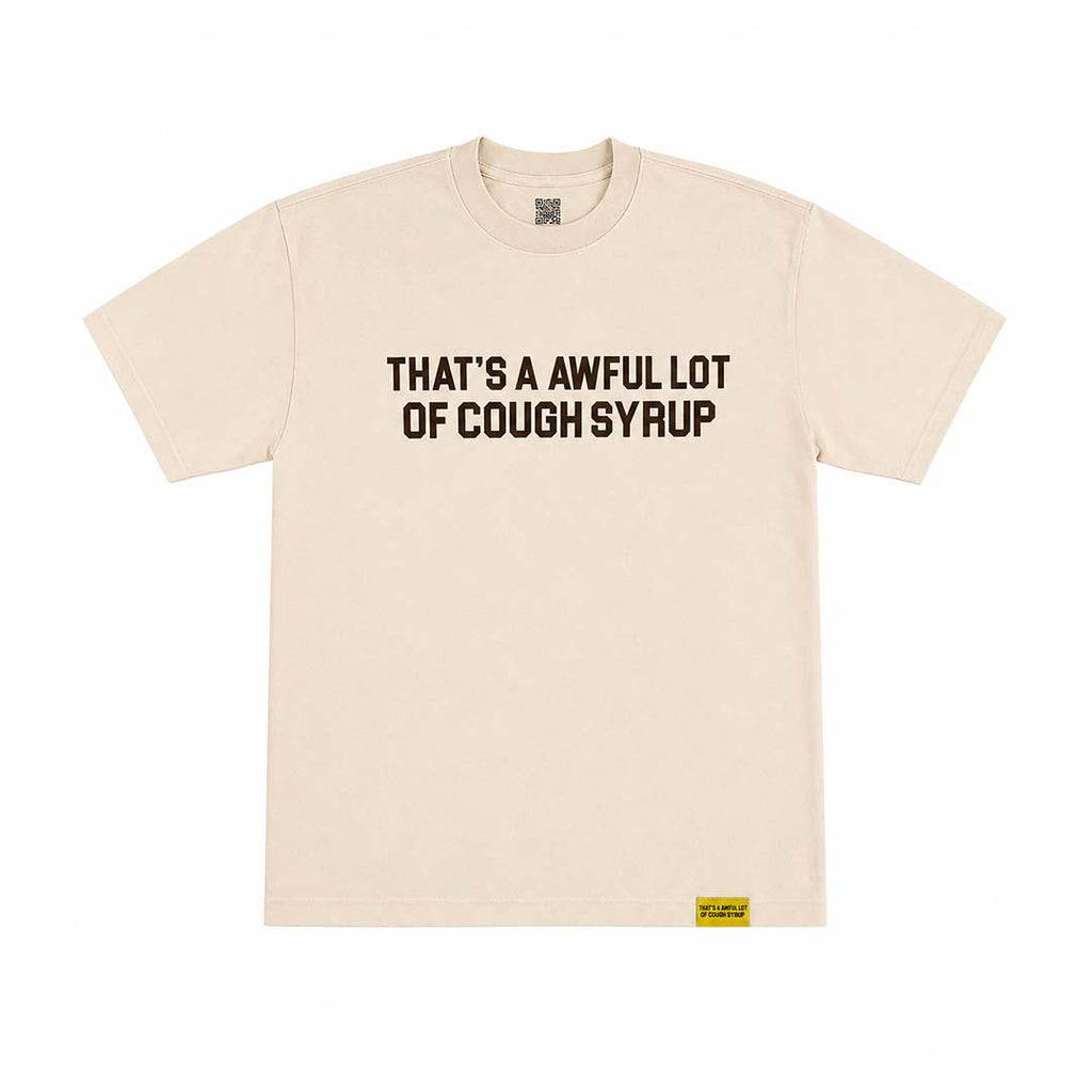 Awful Lot of Cough Syrup Spell Out Cream Brown Tee by Awful Lot of Cough Syrup - NWAHYPE No.1 for streetwear T-Shirts in USA