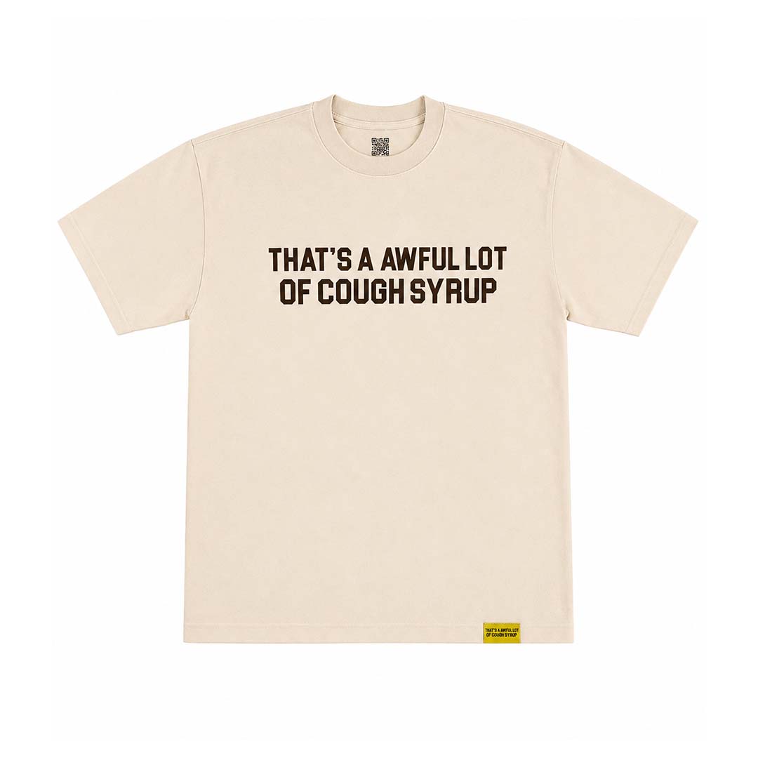 Awful Lot of Cough Syrup Spell Out Cream Brown Tee by Awful Lot of Cough Syrup - NWAHYPE No.1 for streetwear T-Shirts in USA