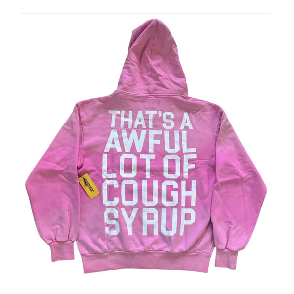Awful Lot of Cough Syrup Spell Out Pink Hoodie by Awful Lot of Cough Syrup - NWAHYPE No.1 for streetwear Hoodies in USA