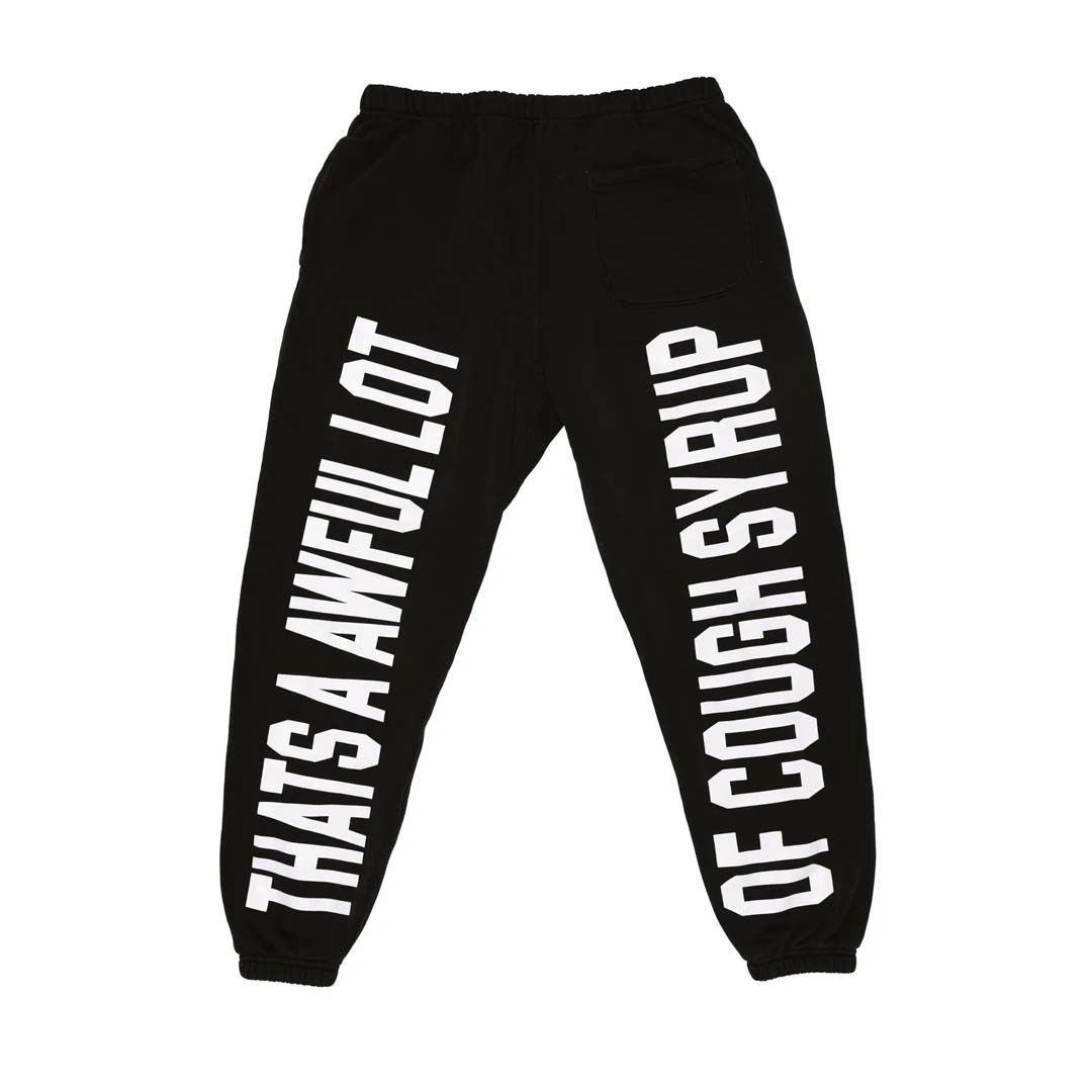 Awful Lot of Cough Syrup Spell Out Sweatpants Black by Awful Lot of Cough Syrup - NWAHYPE No.1 for streetwear Pants in USA