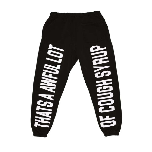 Awful Lot of Cough Syrup Spell Out Sweatpants Black by Awful Lot of Cough Syrup - NWAHYPE No.1 for streetwear Pants in USA