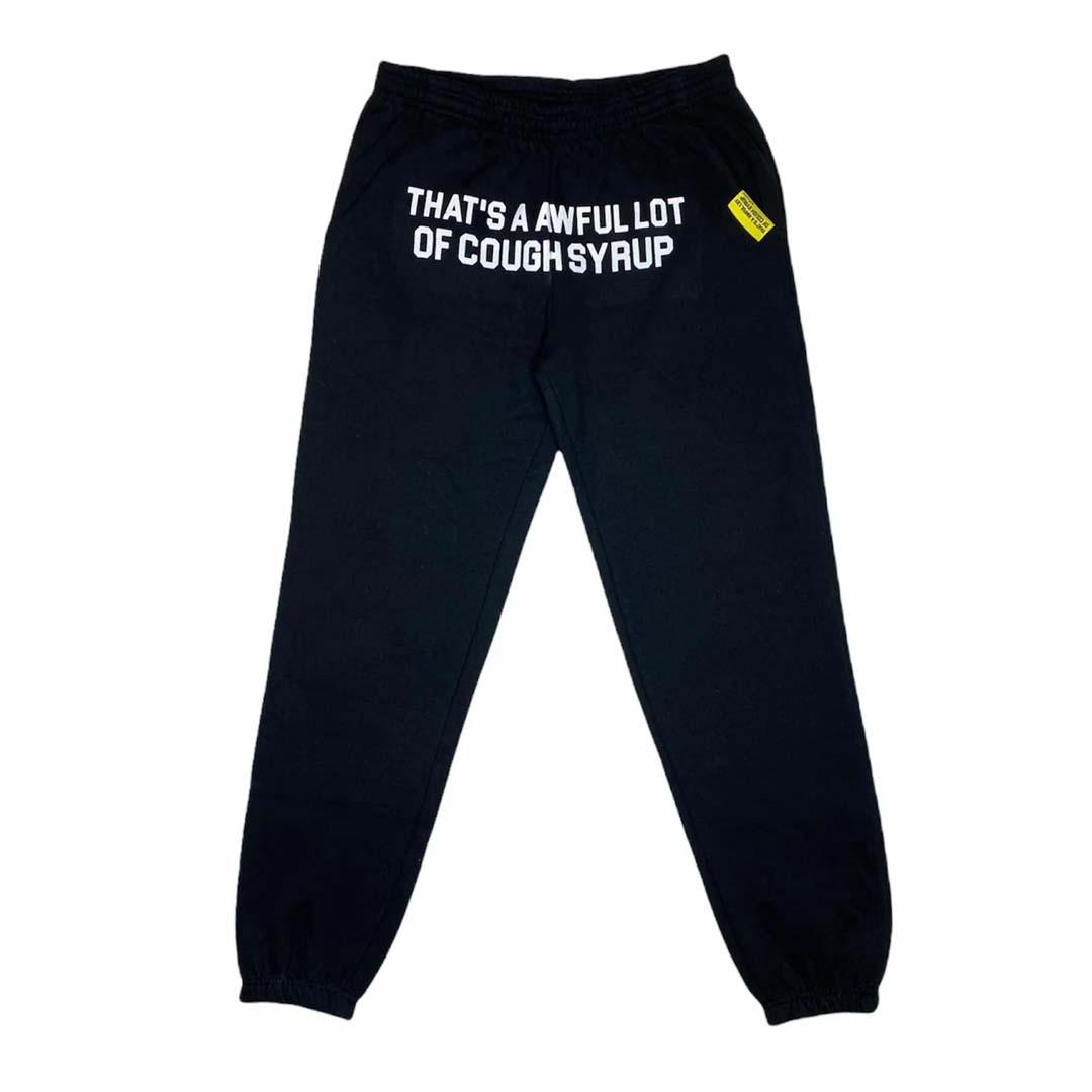 Awful Lot of Cough Syrup Spell Out Sweatpants Black by Awful Lot of Cough Syrup - NWAHYPE No.1 for streetwear Pants in USA