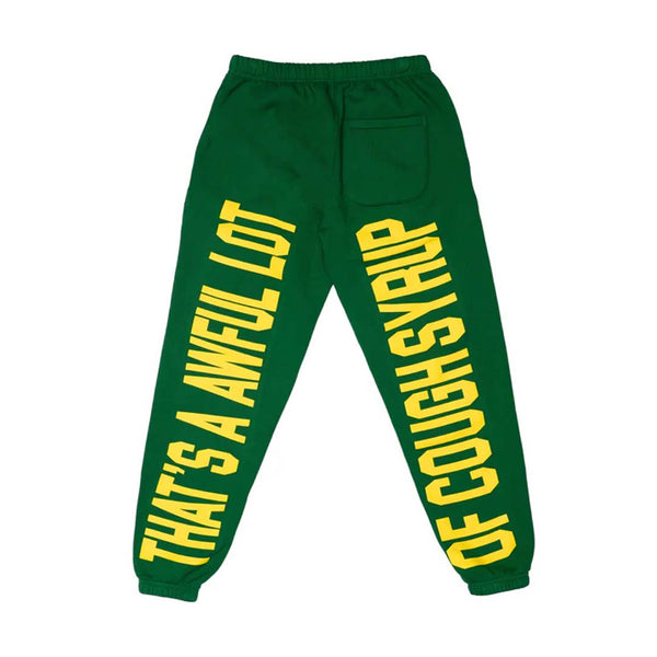 Awful Lot of Cough Syrup Spell Out Sweatpants Green by Awful Lot of Cough Syrup - NWAHYPE No.1 for streetwear Pants in USA
