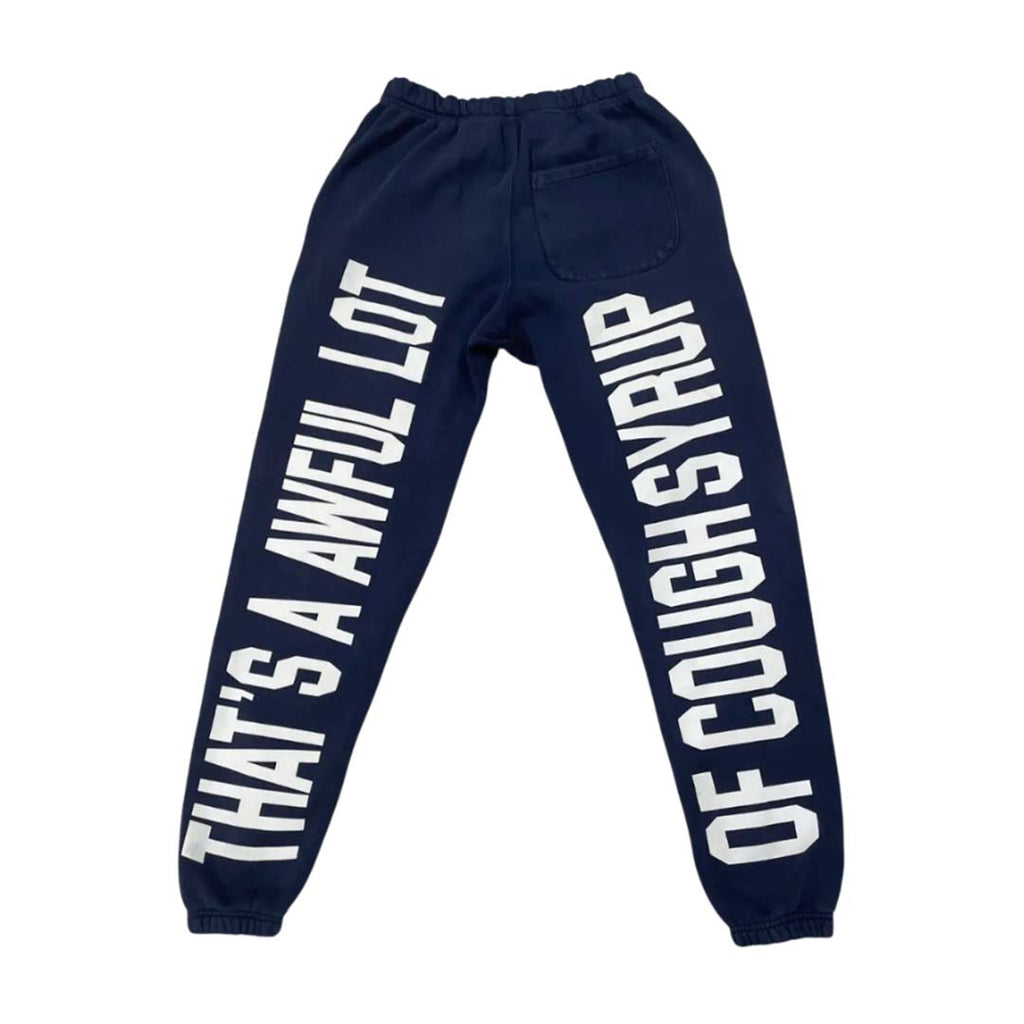 Awful Lot of Cough Syrup Spell Out Sweatpants Navy by Awful Lot of Cough Syrup - NWAHYPE No.1 for streetwear Pants in USA