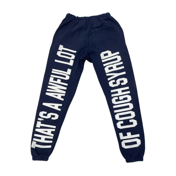 Awful Lot of Cough Syrup Spell Out Sweatpants Navy by Awful Lot of Cough Syrup - NWAHYPE No.1 for streetwear Pants in USA