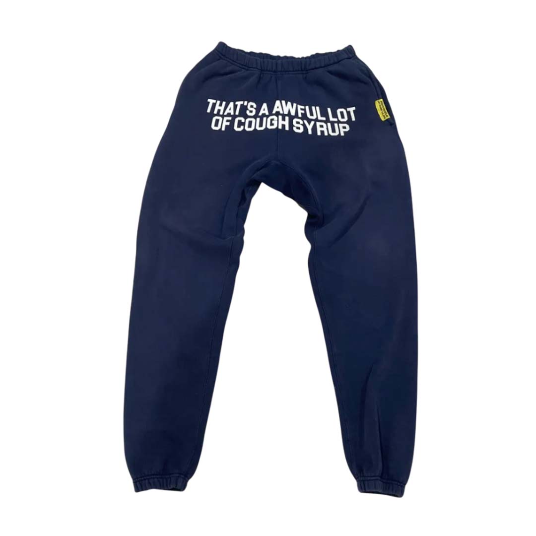 Awful Lot of Cough Syrup Spell Out Sweatpants Navy by Awful Lot of Cough Syrup - NWAHYPE No.1 for streetwear Pants in USA
