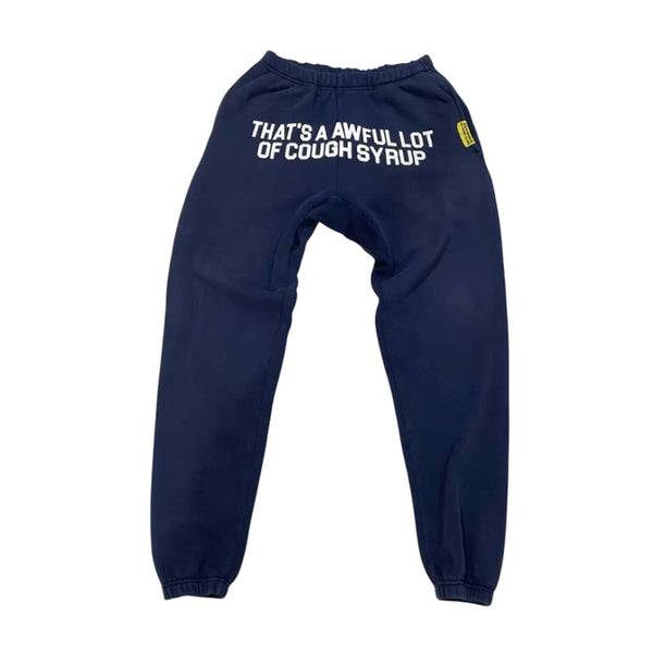 Awful Lot of Cough Syrup Spell Out Sweatpants Navy by Awful Lot of Cough Syrup - NWAHYPE No.1 for streetwear Pants in USA
