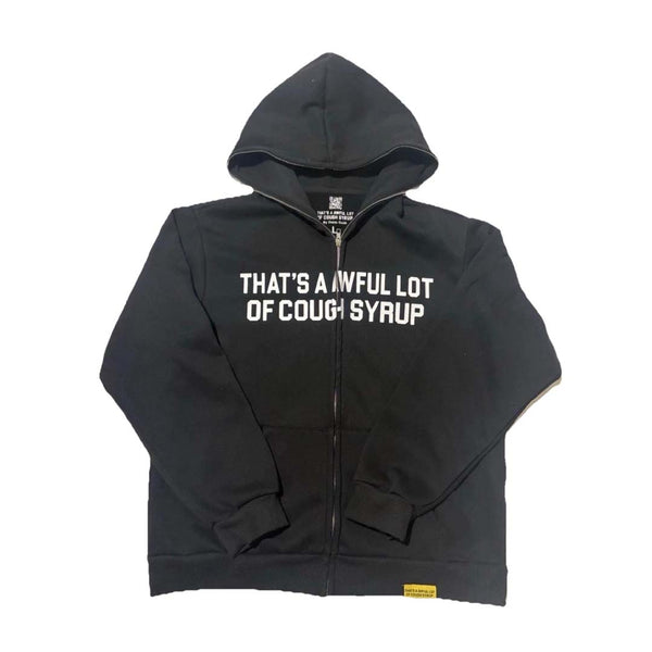 Awful Lot of Cough Syrup Spell Out Zip Up Hoodie Black by Awful Lot of Cough Syrup - NWAHYPE No.1 for streetwear Hoodies in USA