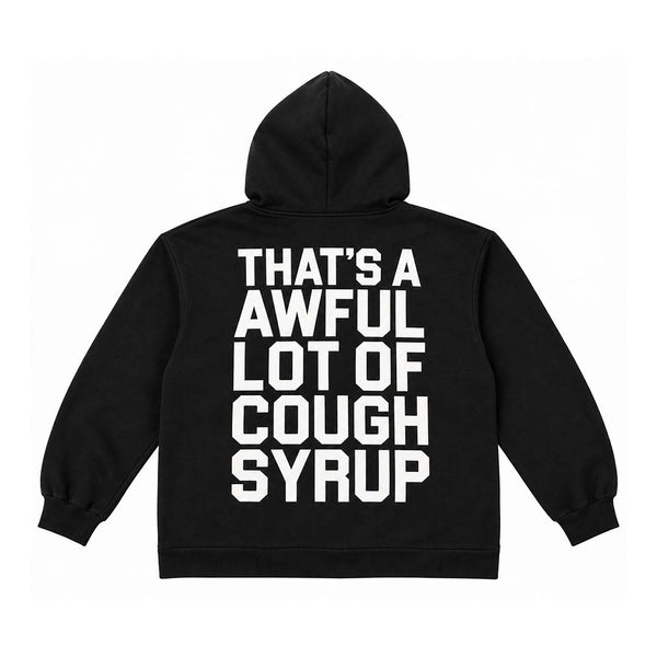 Awful Lot of Cough Syrup Spell Out Zip Up Hoodie Black by Awful Lot of Cough Syrup - NWAHYPE No.1 for streetwear Hoodies in USA
