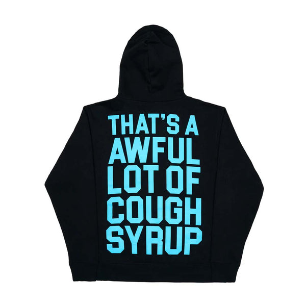 Awful Lot of Cough Syrup Spell Out Zip Up Hoodie Black Gamma Blue by Awful Lot of Cough Syrup - NWAHYPE No.1 for streetwear Hoodies in USA