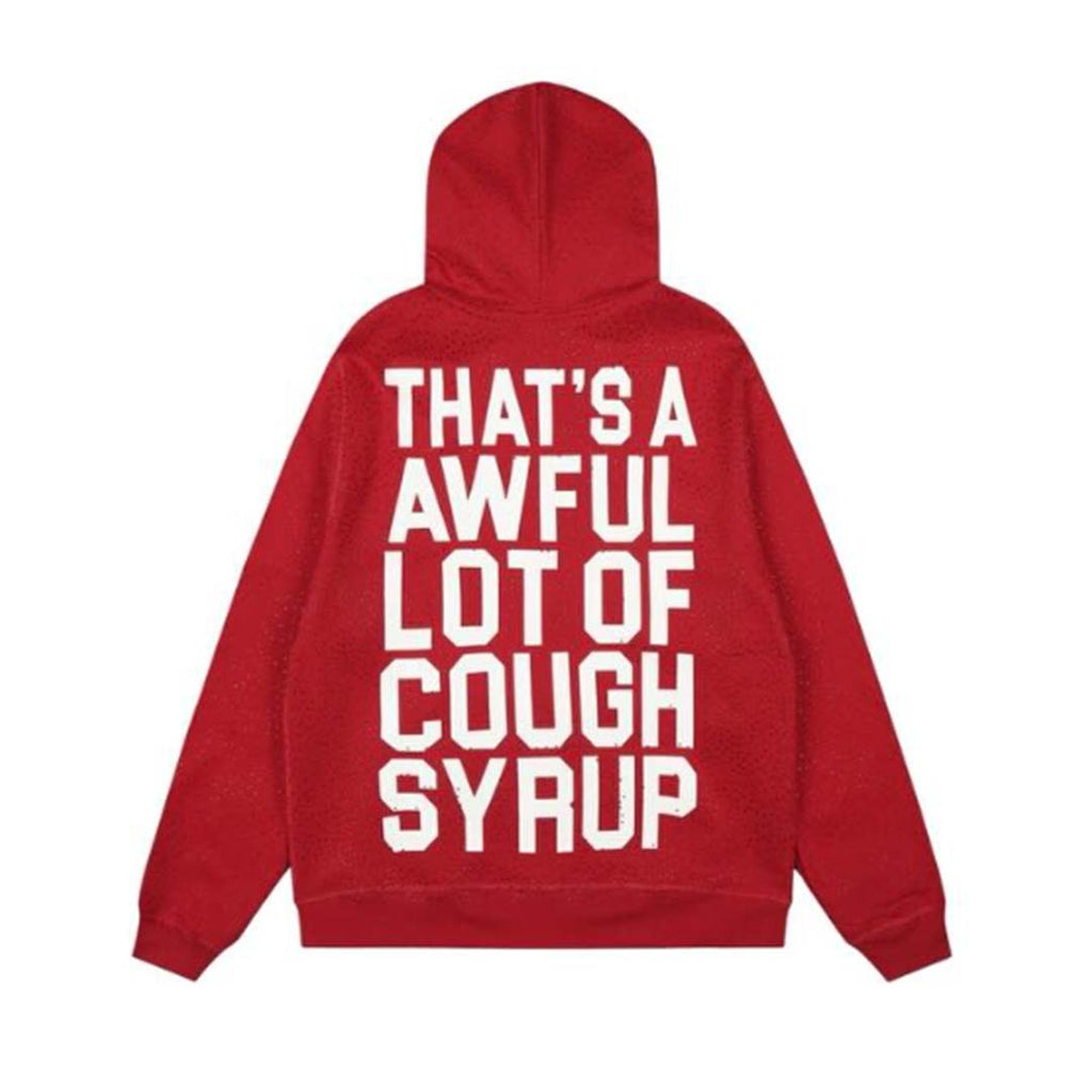 Awful Lot of Cough Syrup Spell Out Zip Up Red Hoodie by Awful Lot of Cough Syrup - NWAHYPE No.1 for streetwear Hoodies in USA