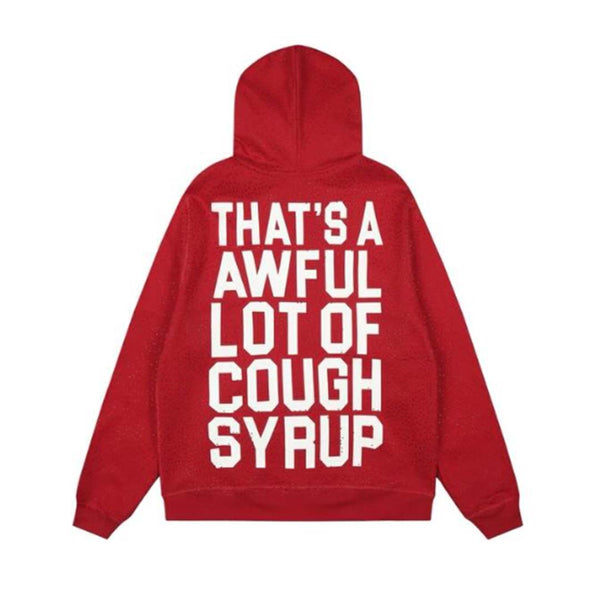 Awful Lot of Cough Syrup Spell Out Zip Up Red Hoodie by Awful Lot of Cough Syrup - NWAHYPE No.1 for streetwear Hoodies in USA