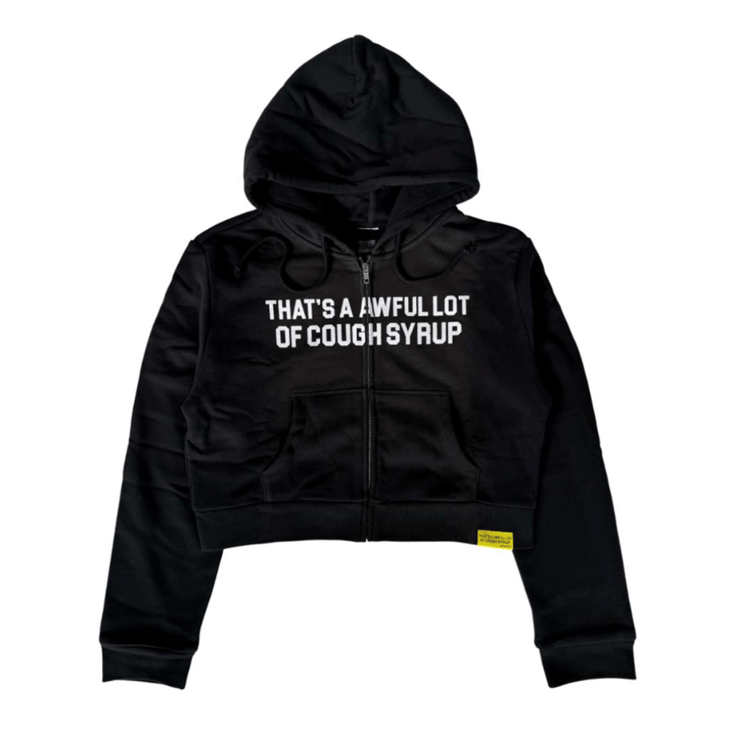 Awful Lot of Cough Syrup Women's Very Cropped Black Zip Up Hoodie by Awful Lot of Cough Syrup - NWAHYPE No.1 for streetwear Hoodies in USA