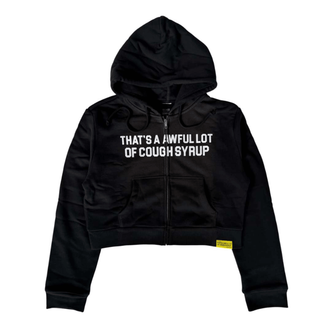 Awful Lot of Cough Syrup Women's Very Cropped Black Zip Up Hoodie by Awful Lot of Cough Syrup - NWAHYPE No.1 for streetwear Hoodies in USA