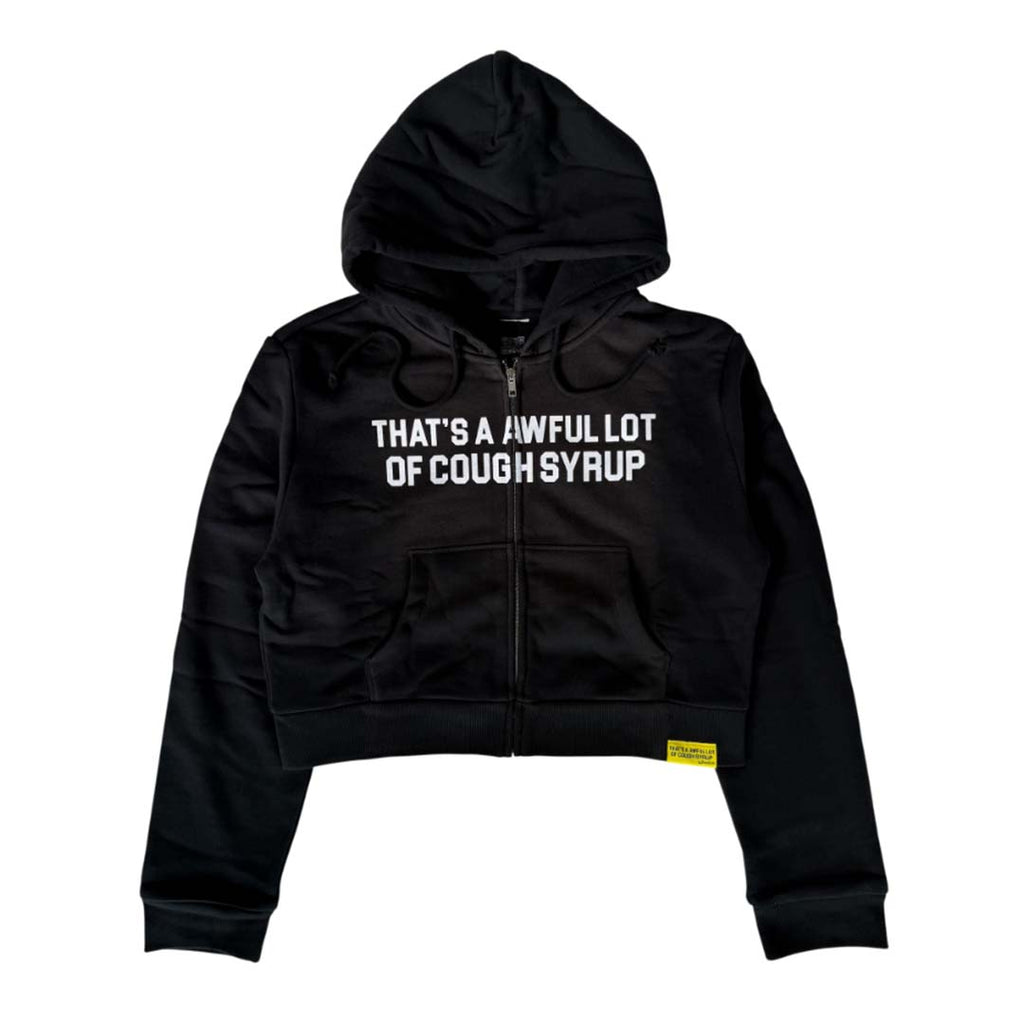 Awful Lot of Cough Syrup Women's Very Cropped Black Zip Up Hoodie by Awful Lot of Cough Syrup - NWAHYPE No.1 for streetwear Hoodies in USA