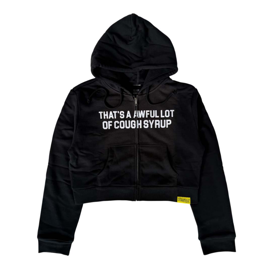 Awful Lot of Cough Syrup Women's Very Cropped Black Zip Up Hoodie by Awful Lot of Cough Syrup - NWAHYPE No.1 for streetwear Hoodies in USA