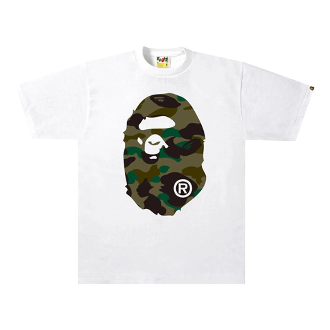 BAPE 1st Camo Big Ape Head Tee 'White/Green' by Bape - NWAHype 1 for streetwear T-Shirts in USA