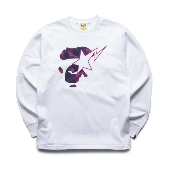 Bape A Bathing Ape Face Sta Long Sleeve Tee White Purple Camo by Bape - NWAHYPE No.1 for streetwear T-Shirts in USA