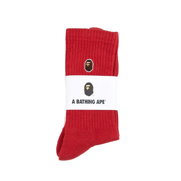 Bape Ape Head One Point Socks Red by Bape - NWAHYPE No.1 for streetwear Accessories in USA