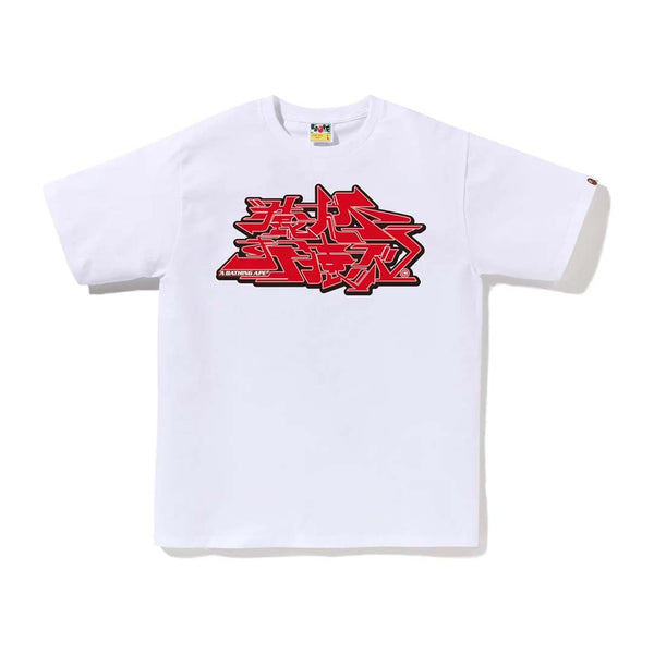 BAPE Asnka Kanji Graffiti Logo Tee White Red by Bape - NWAHYPE No.1 for streetwear T-Shirts in USA