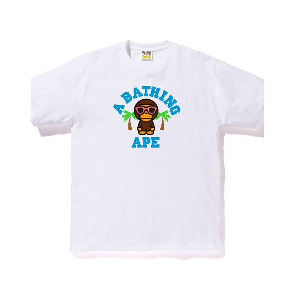 BAPE Baby Milo Summer College White Tee by Bape - NWAHype 1 for streetwear T-Shirts in USA