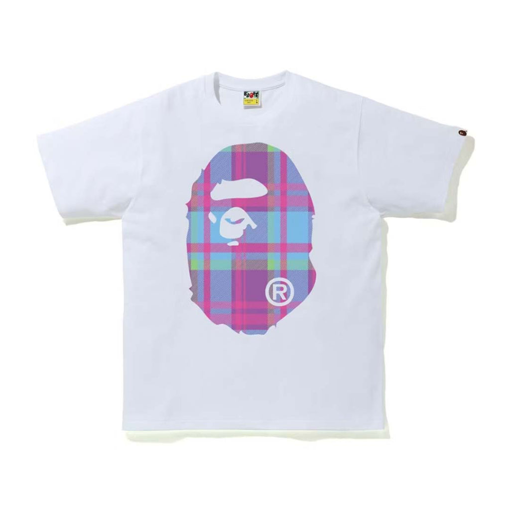 BAPE Check Big Ape Head Tee White/Purple by Bape - NWAHYPE No.1 for streetwear T-Shirts in USA