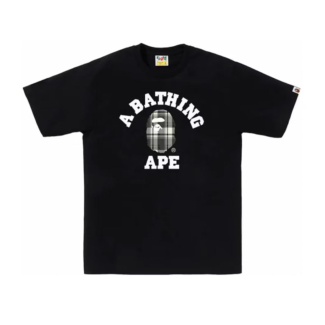 BAPE Check College Tee Black by Bape - NWAHype 1 for streetwear T-Shirts in USA