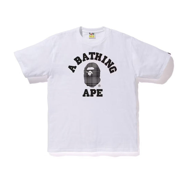BAPE Check College Tee White/Black by Bape - NWAHype 1 for streetwear T-Shirts in USA