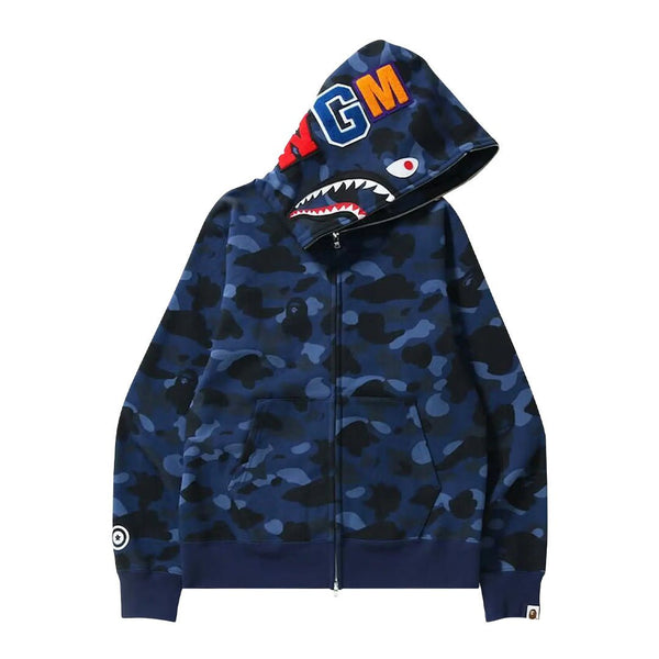 BAPE Color Camo Shark Full Zip Hoodie 'Navy' by Bape - NWAHype 1 for streetwear Hoodies in USA