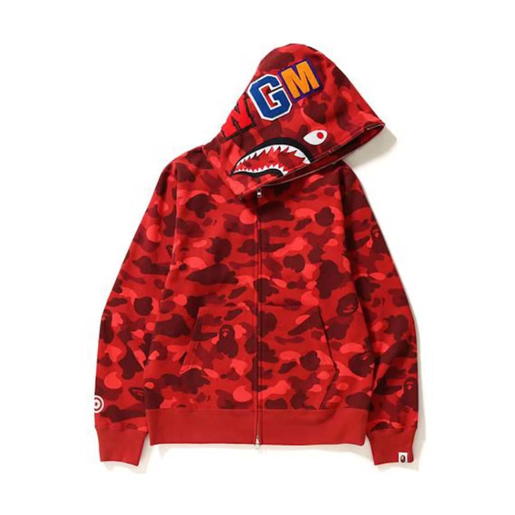 BAPE Color Camo Shark Full Zip Hoodie Red by Bape - NWAHype 1 for streetwear Hoodies in USA