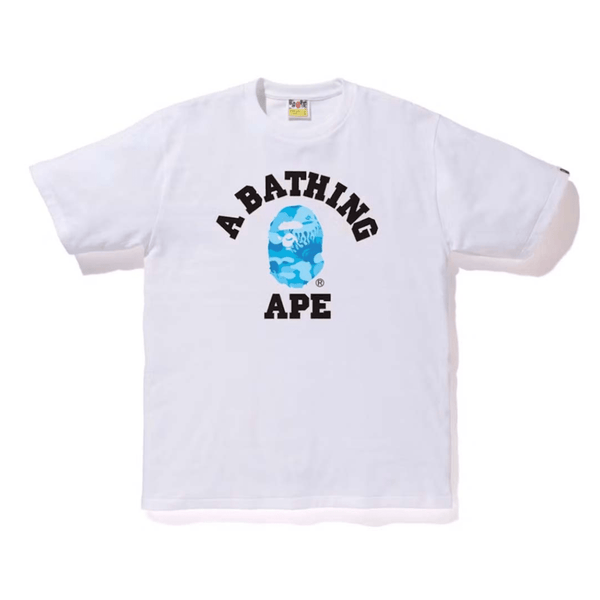 Bape Fire Camo College Tee White Blue by Bape - NWAHYPE No.1 for streetwear T-Shirts in USA
