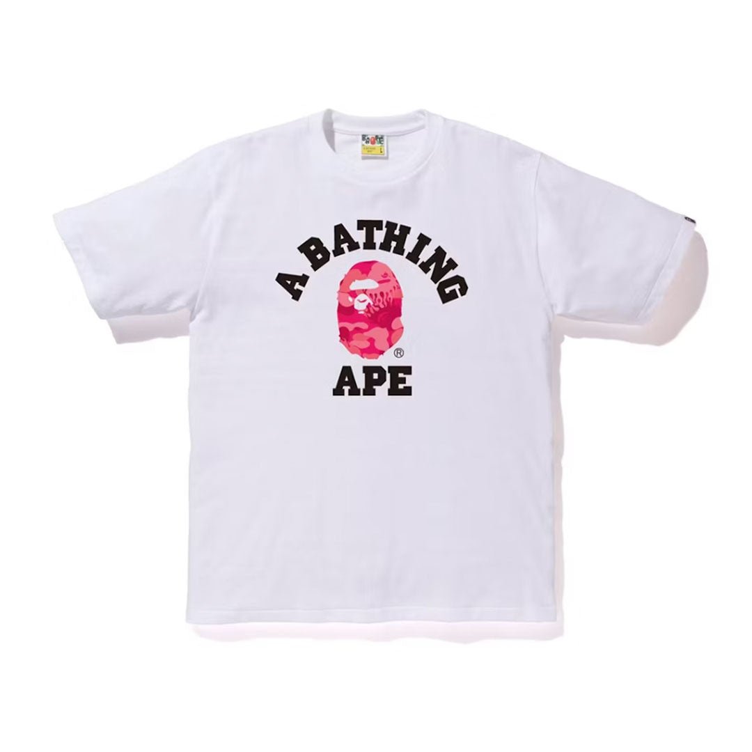 BAPE Fire Camo College Tee White/Pink by Bape - NWAHype 1 for streetwear T-Shirts in USA