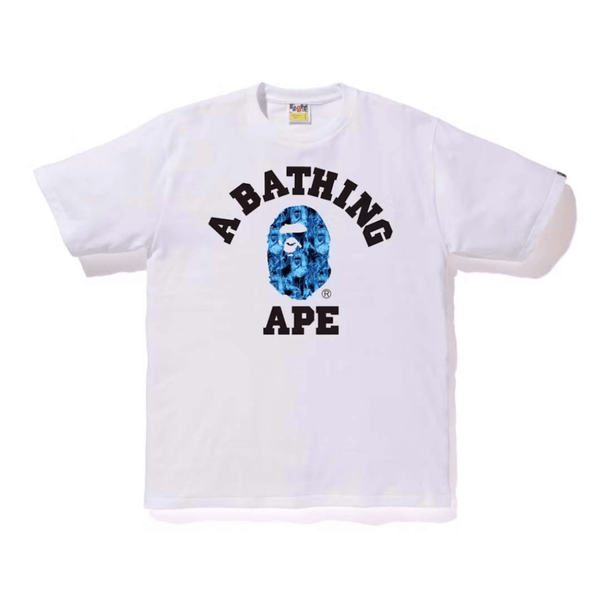 Bape Flame College Tee White Blue by Bape - NWAHYPE No.1 for streetwear T-Shirts in USA
