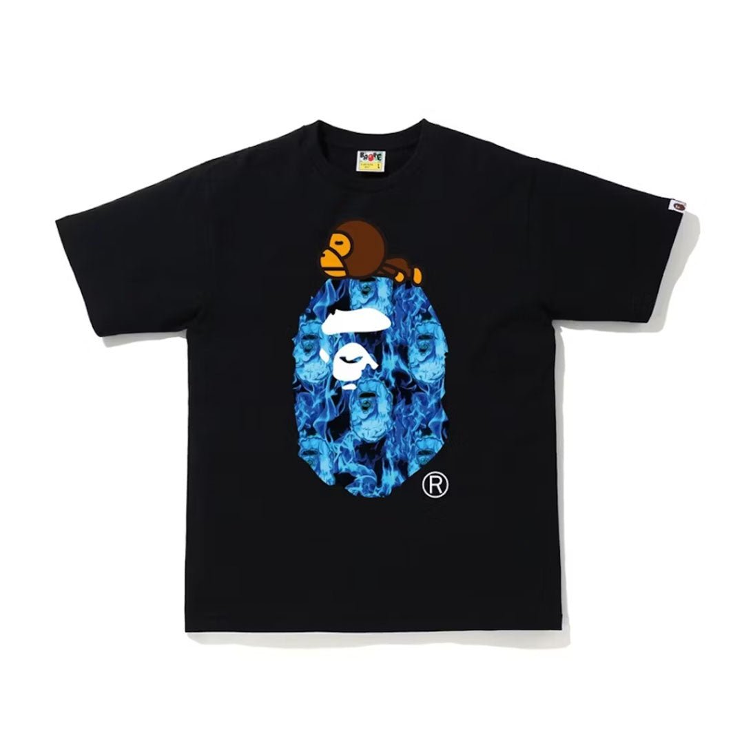 BAPE Flame Milo On Big Ape Tee Black/Blue by Bape - NWAHype 1 for streetwear T-Shirts in USA